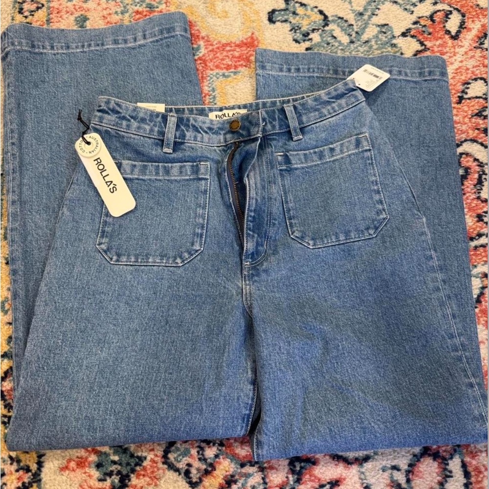 Rolla's high-waisted wide-leg blue jeans